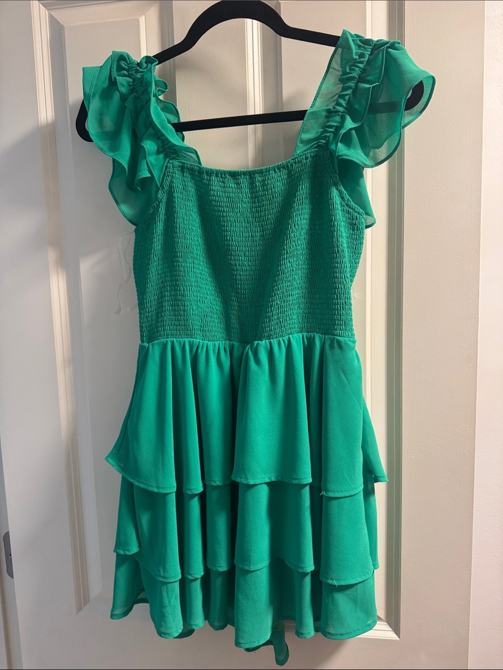 Girls' Green Ruffle Tiered Dress